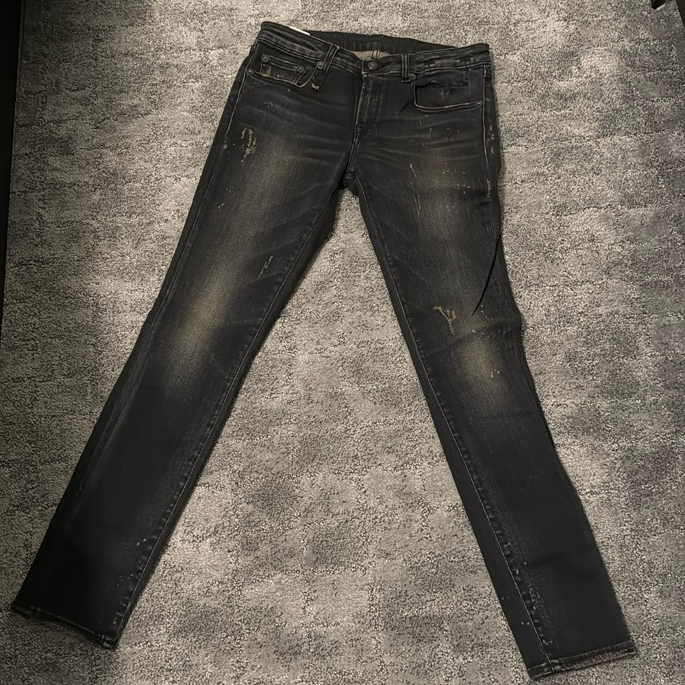 R13 Black Distressed Skinny Jeans